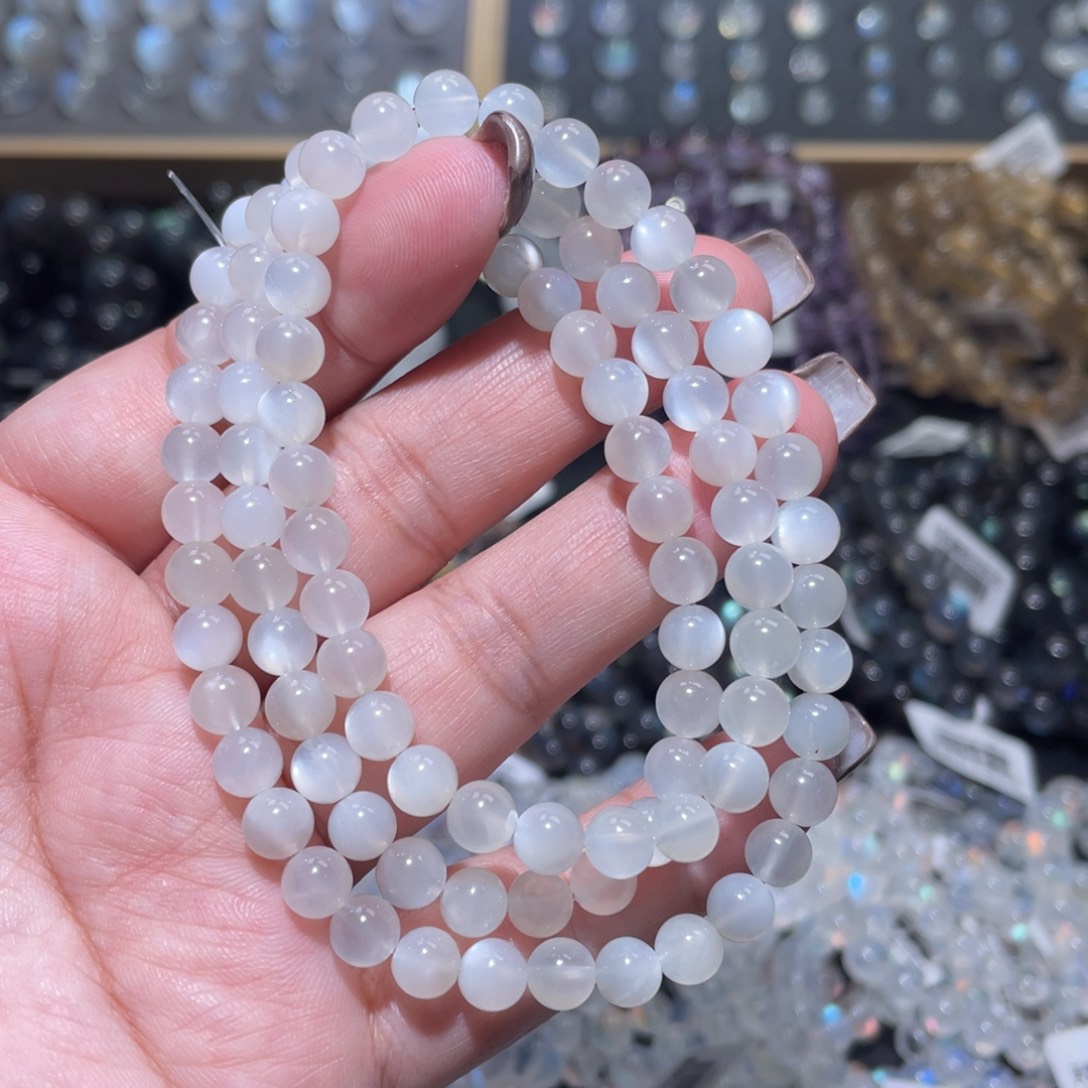 手链未镶嵌长石白月光手链多圈6mm