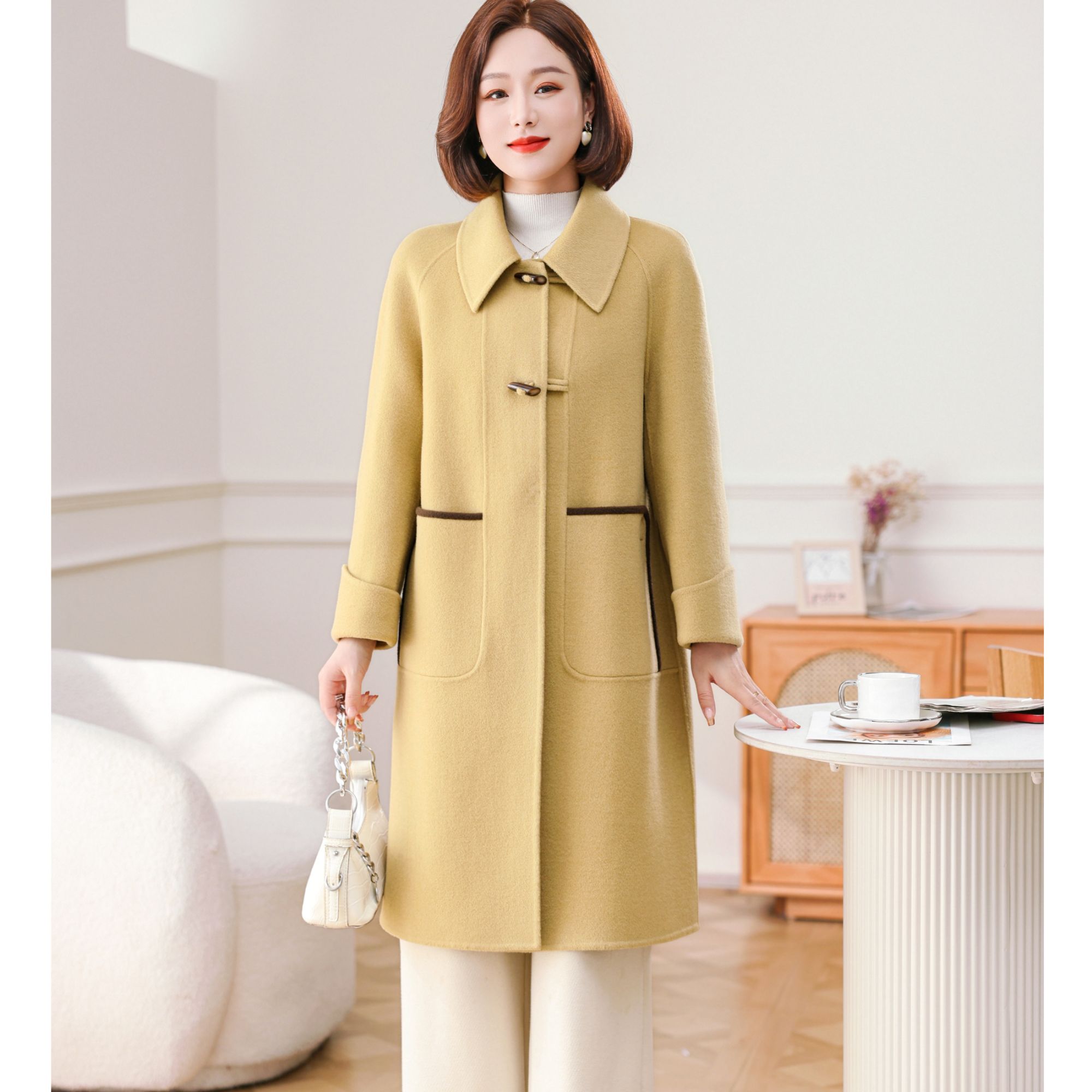 ziyang/孜洋双面呢大衣女装气质时尚减龄中长款女士冬季毛呢5238
