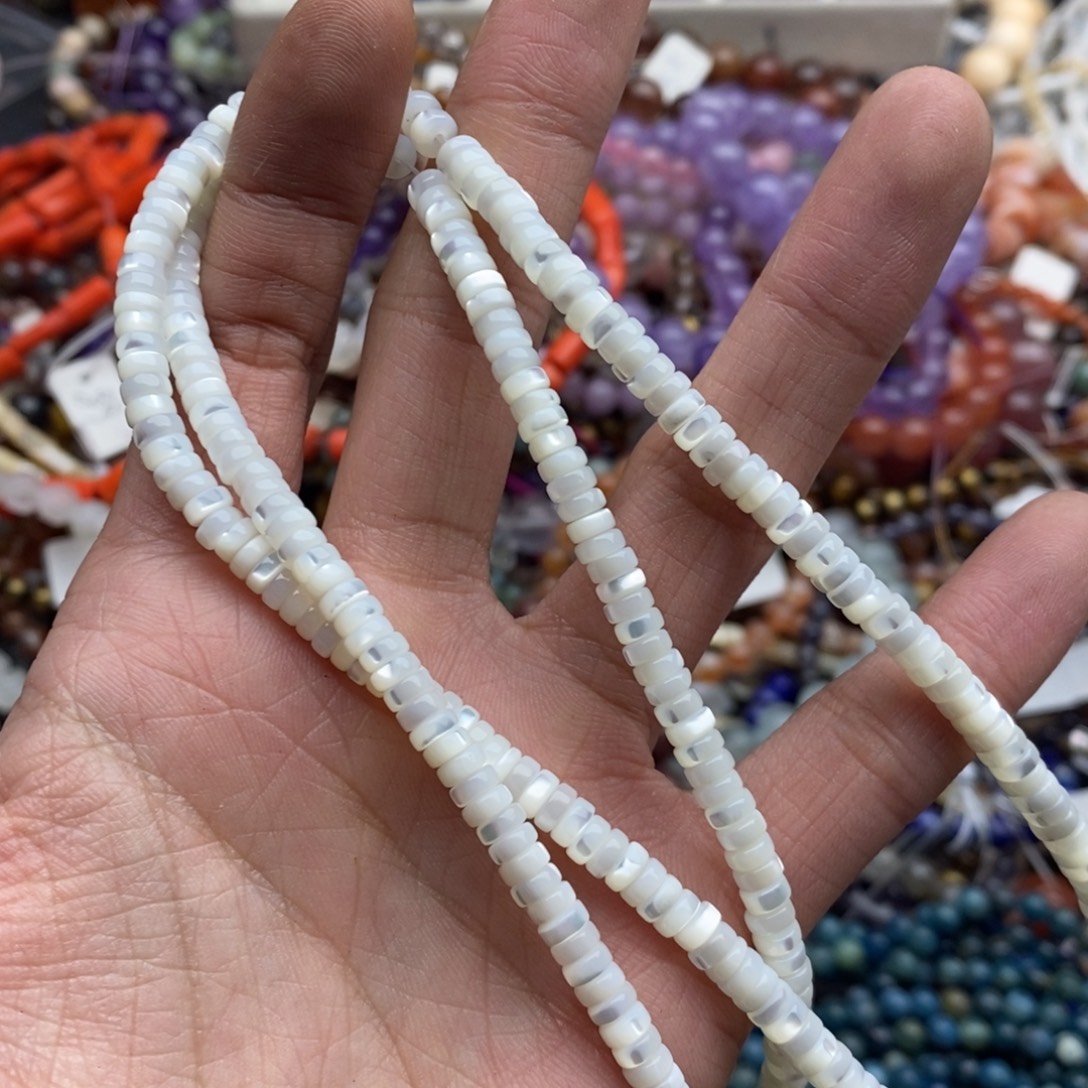 玛瑙/玉髓未镶嵌珠宝半成品一条天然2×5mm精品白马蹄螺直切