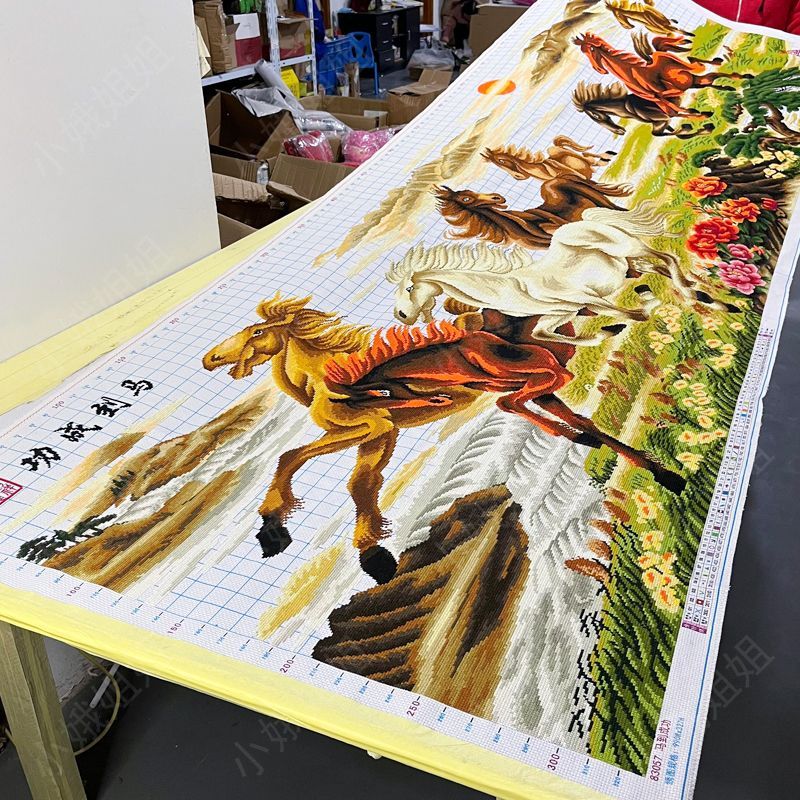 马到成功十字绣成品不带框纯手工出售已绣好2024新款客厅高端风景