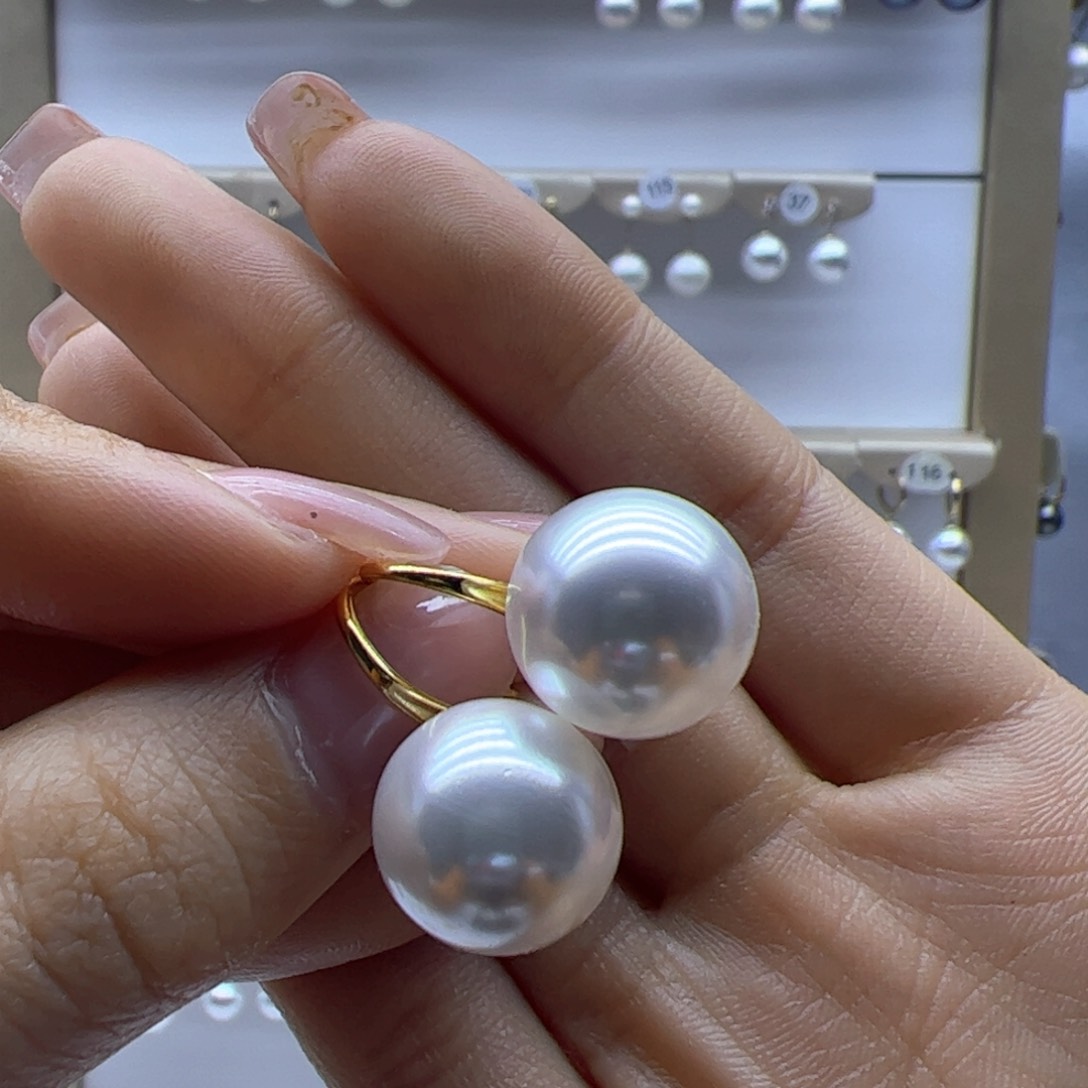 淡水珍珠耳饰18K金镶嵌