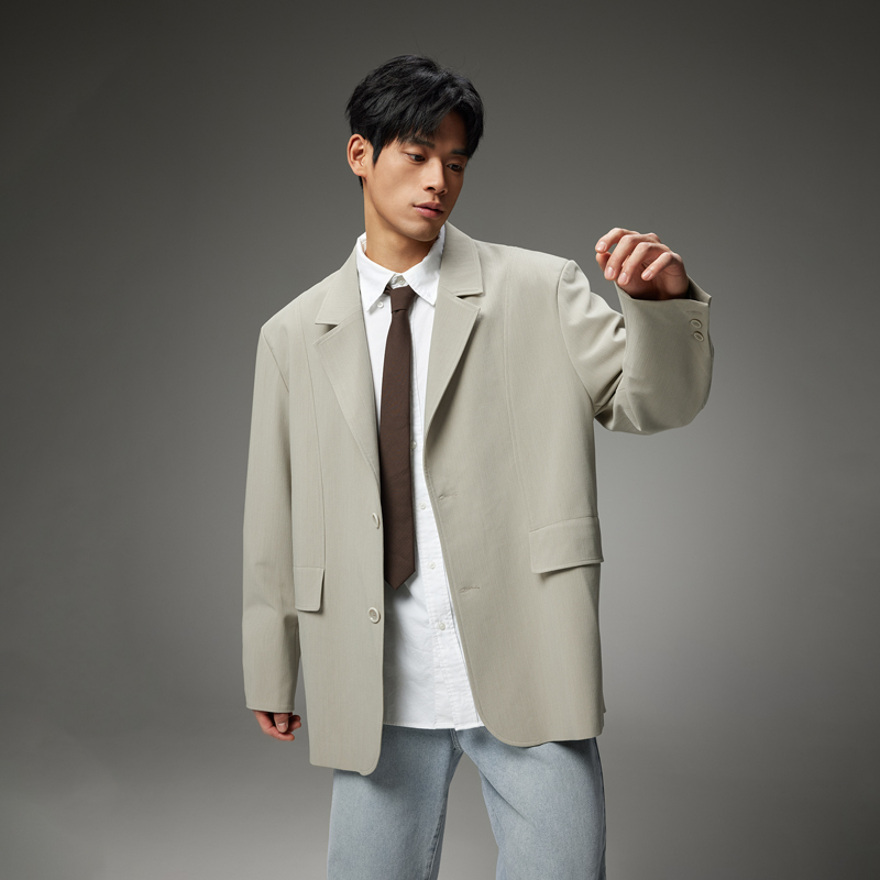 BODYDREAM男士高级感西服肌理感休闲西装经典垫肩夹克宽松外套