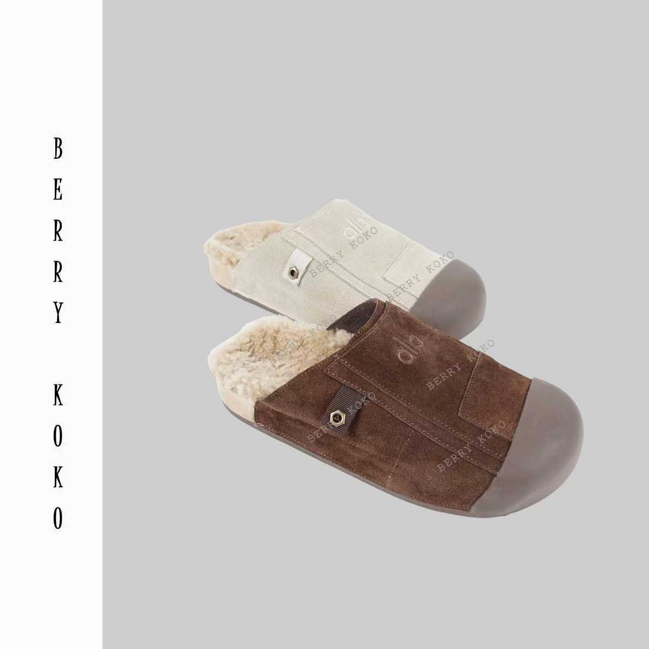 【MISSKO】 秋冬复古舒适休闲鞋头懒人勃肯毛毛拖（欢姐自留）X19