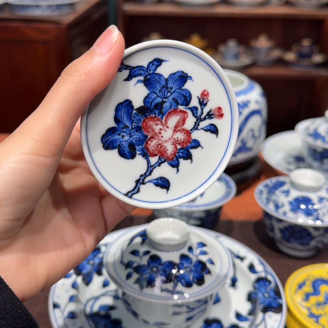 青花雯华堂手绘杯杯