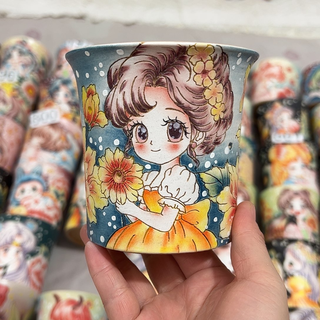 景德镇炫彩手绘口10.5高10