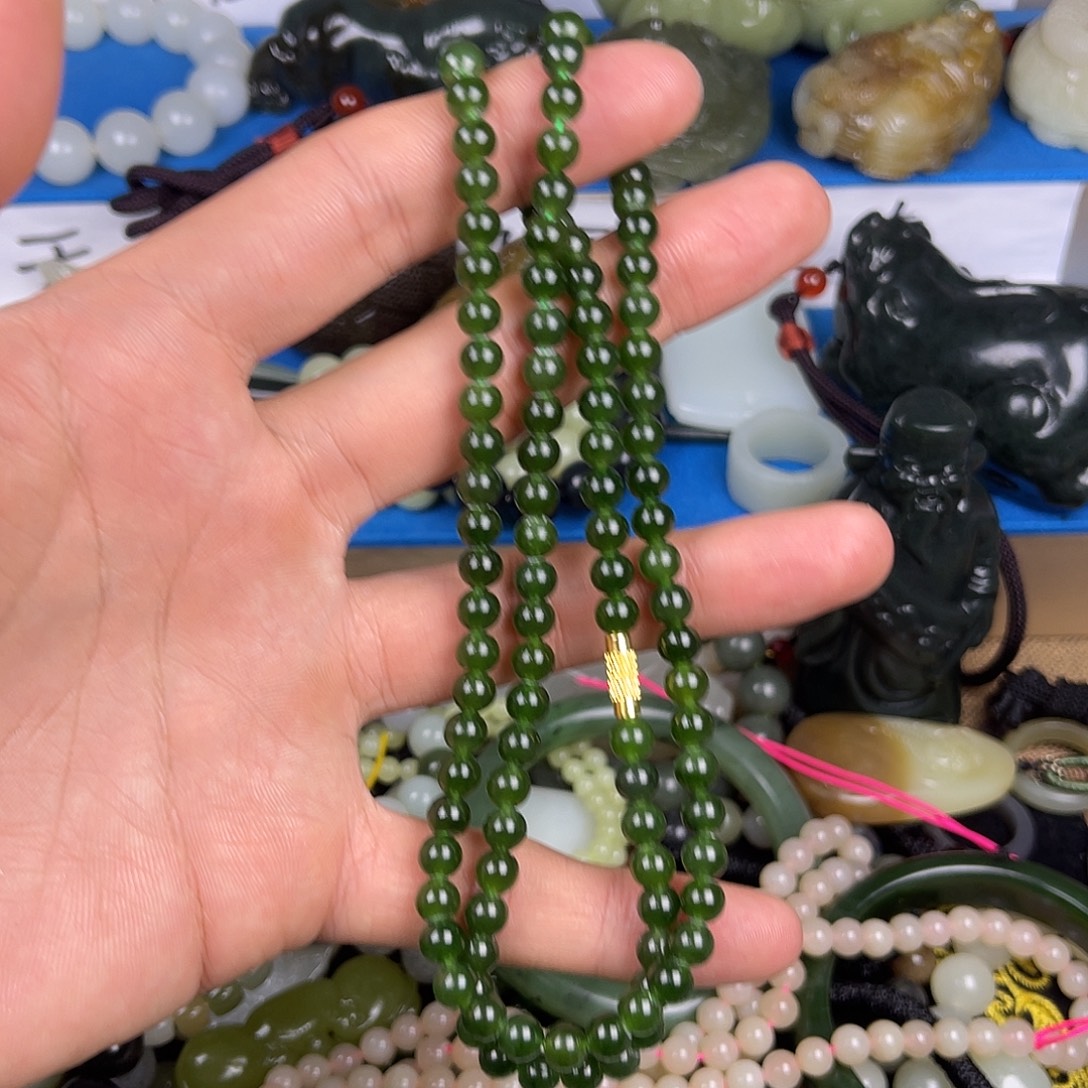 和田玉未镶嵌颈饰108和田玉俄罗斯碧玉