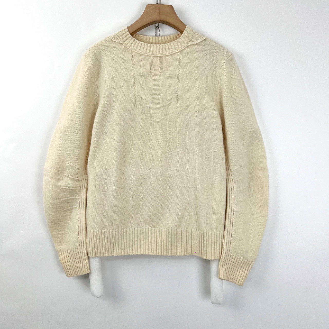 95新 BURBERRY/博柏利 m码/米白色船锚logo提花针织毛衣/05812