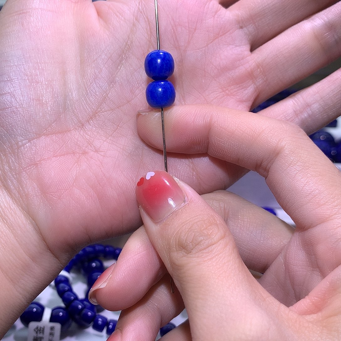 青金石未镶嵌天然原矿单老型珠9.3 m