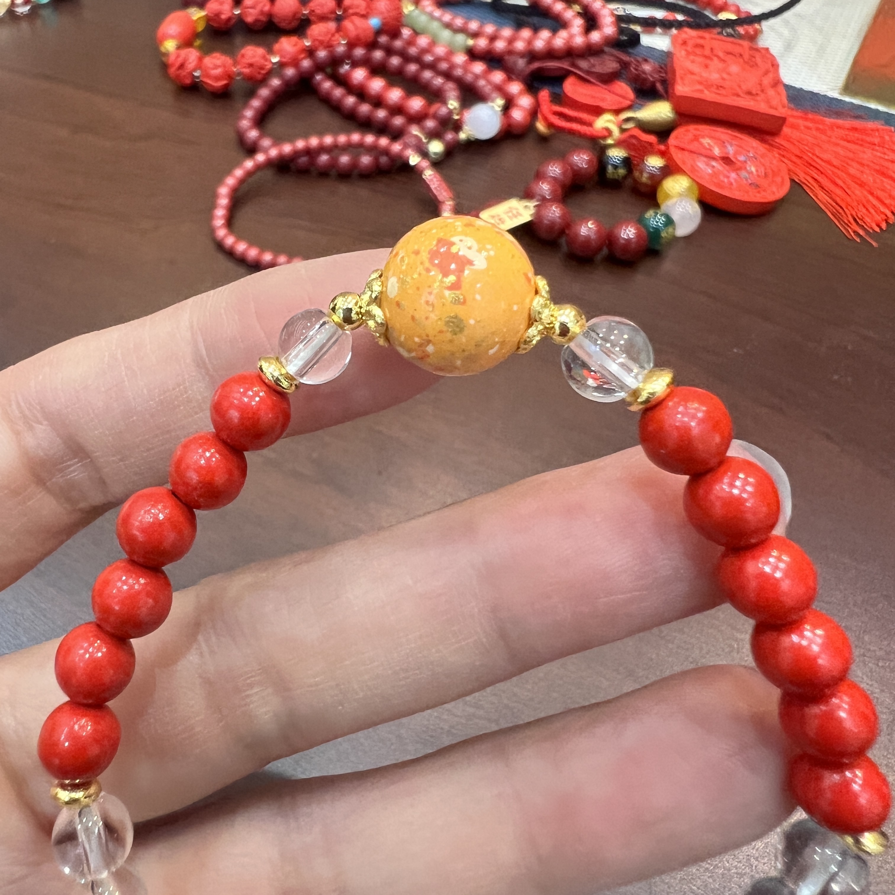 含辰砂工艺品手链 高含量朱砂情侣款帝王砂设计款手串