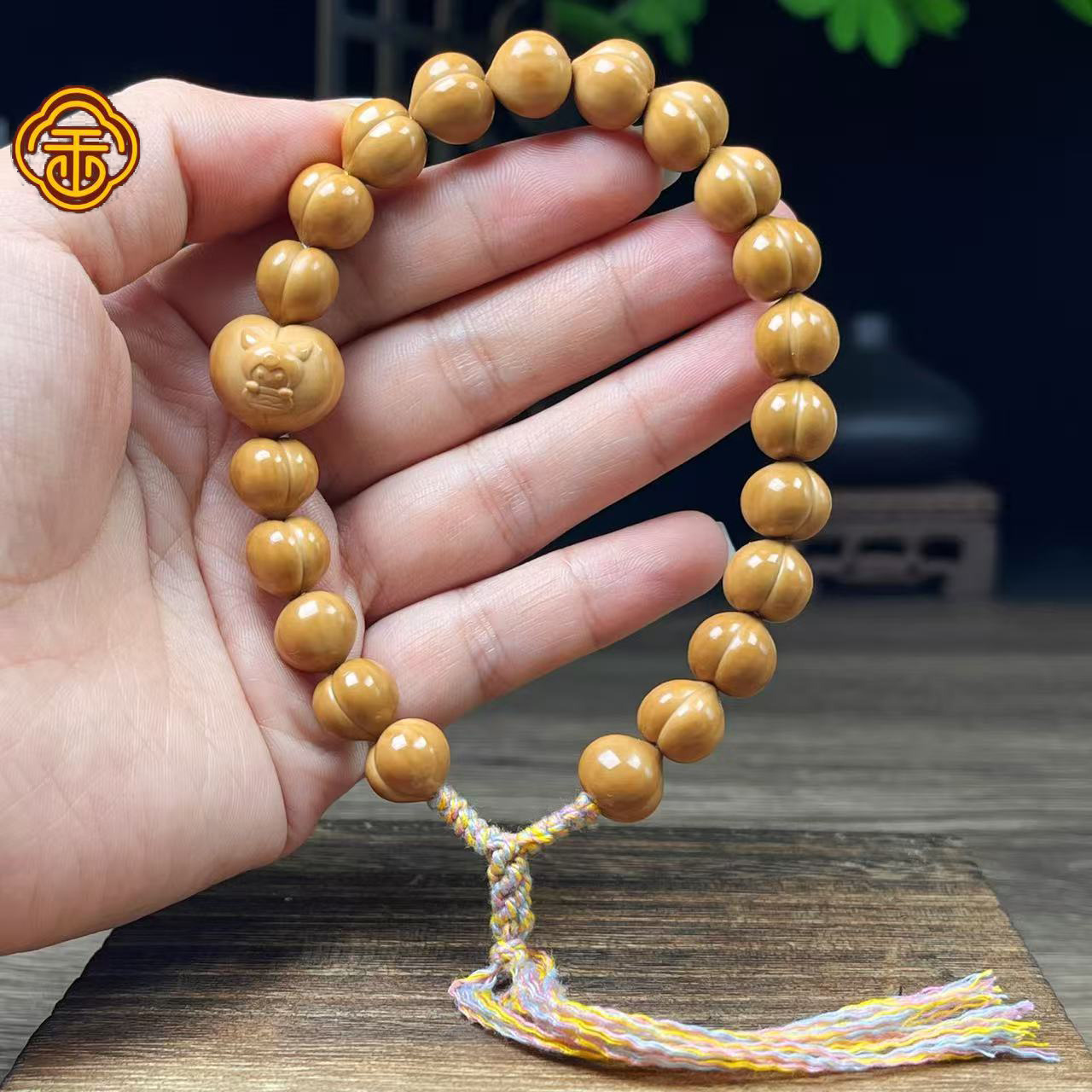 猴头1.1+1.6爱心屁桃+库洛米流苏款手串