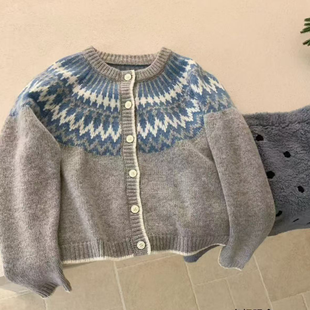 高定版！费尔岛针织衫女开衫毛衣