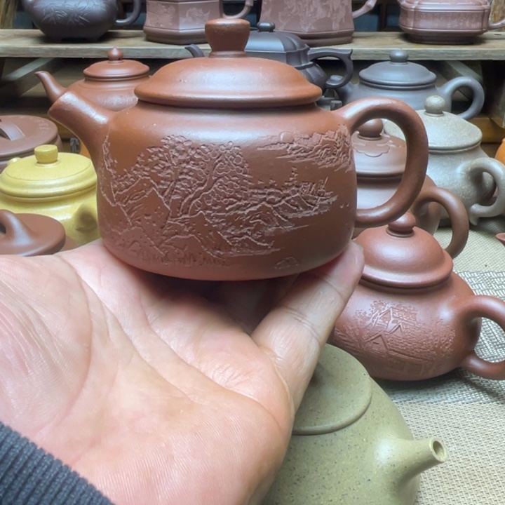紫泥茶壶宜兴紫砂壶半手工制作，140cc