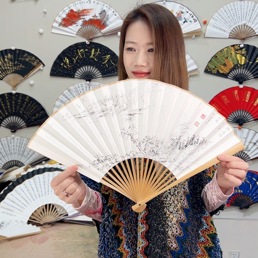 书法九五寸玉竹-文玩扇-手写-粘好发出