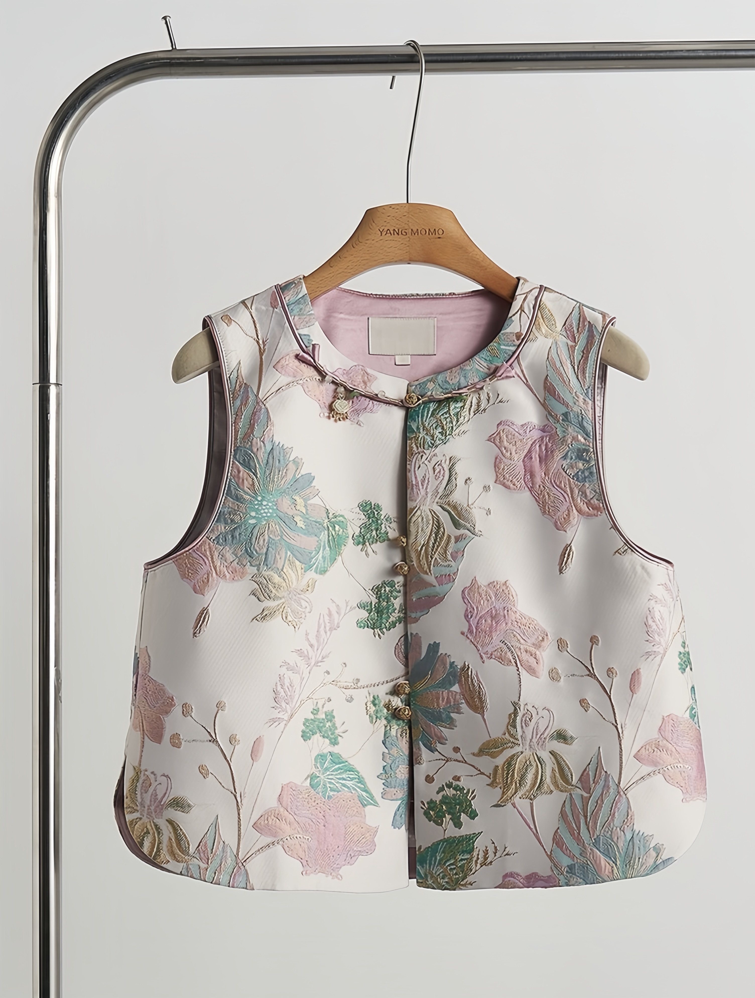 2025新款优雅桃粉国风高端织金提花春秋面料