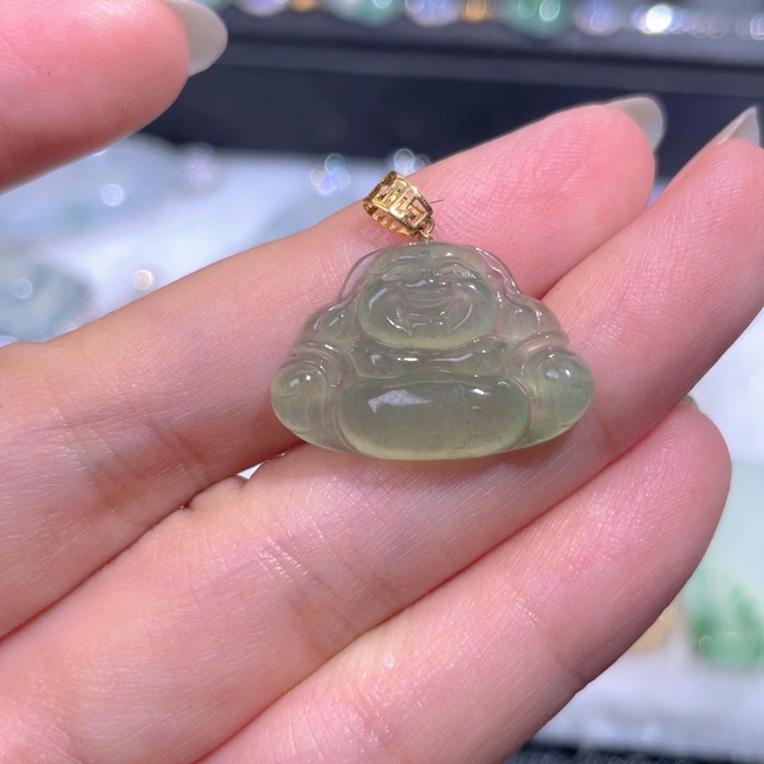 颈饰18K金镶嵌翡翠翡翠