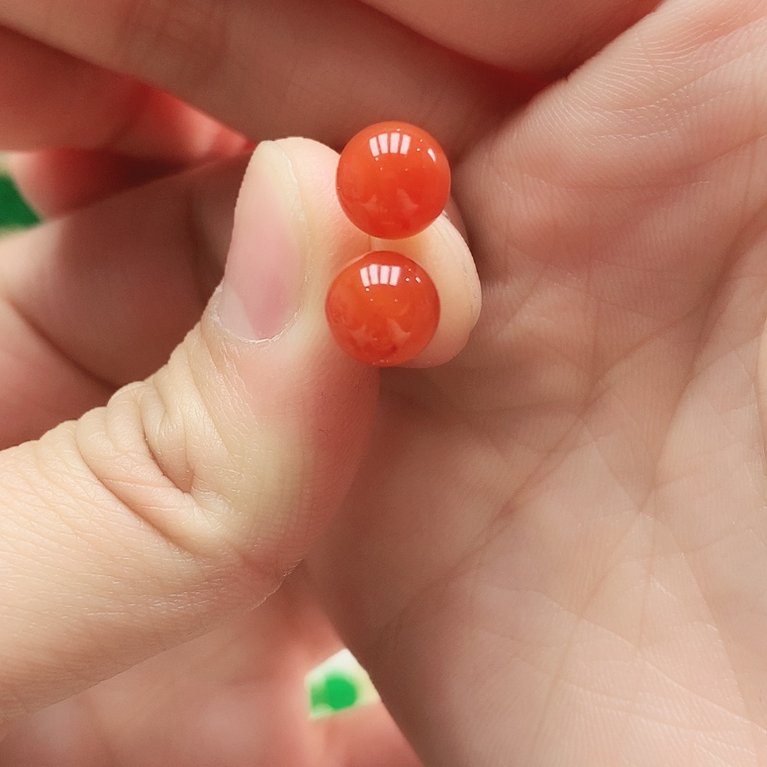 南红玛瑙耳饰18K金镶嵌耳饰