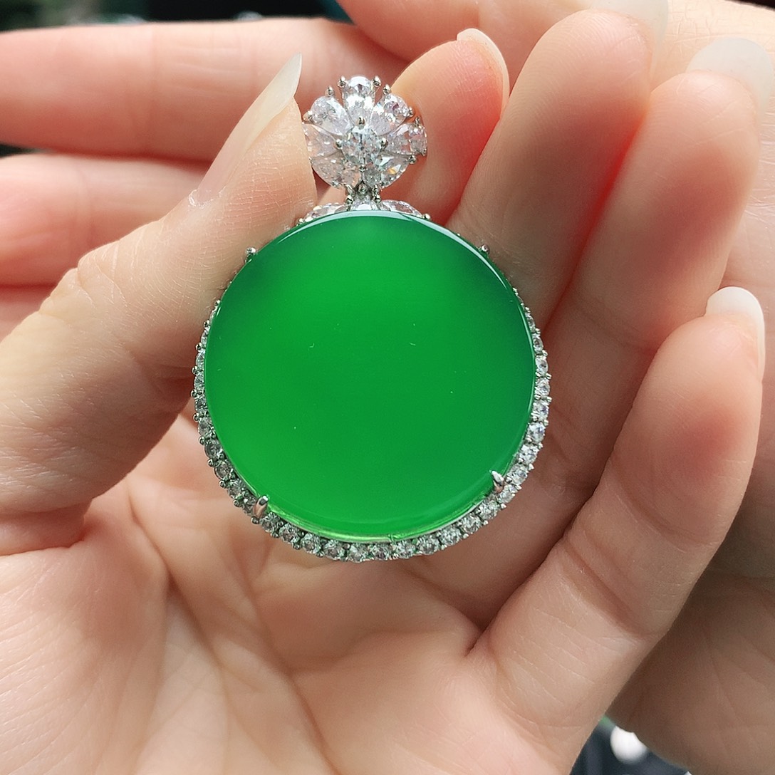 玛瑙/玉髓吊坠银S925镶嵌