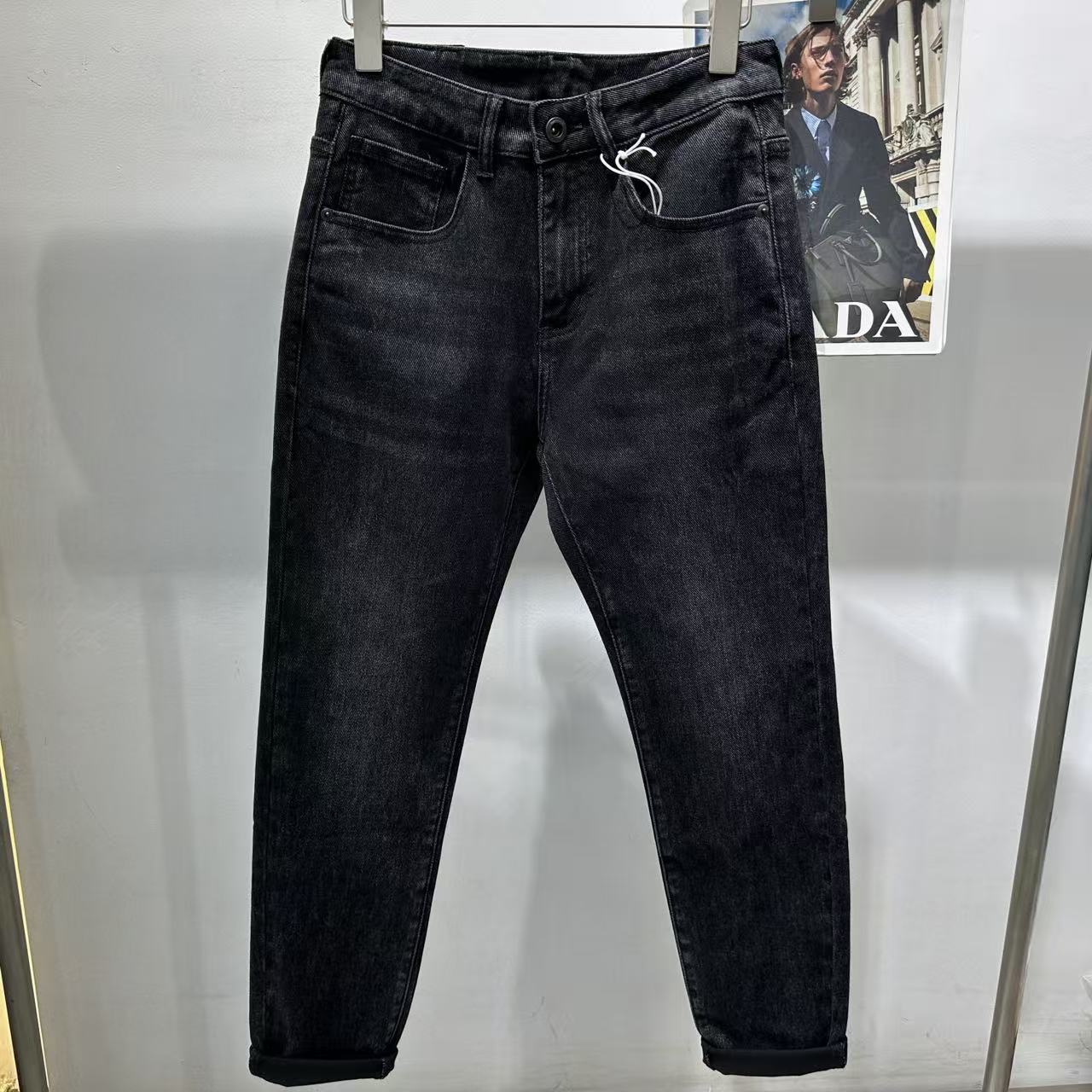 中腰潮修身型长裤时尚小直筒秋季牛仔裤