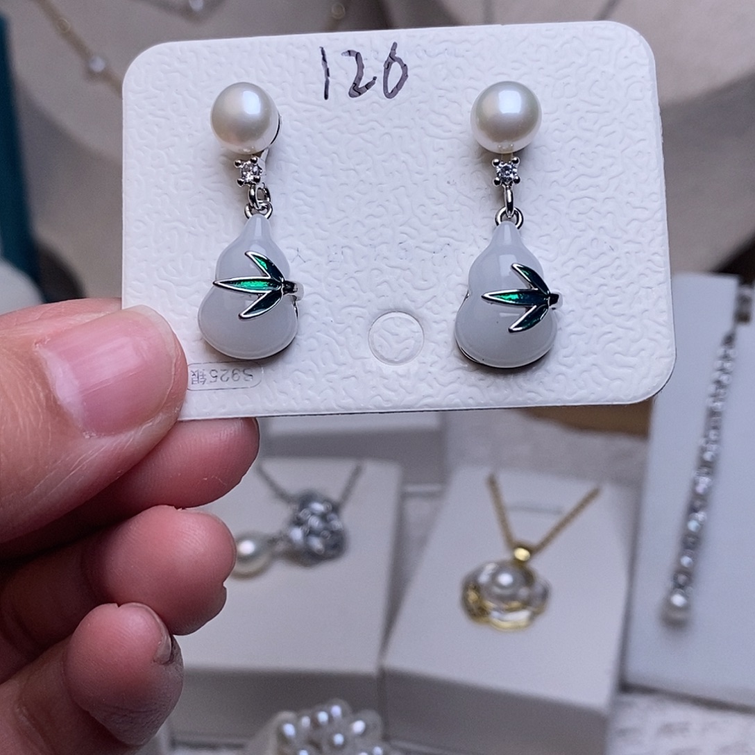 淡水珍珠耳饰银S925镶嵌