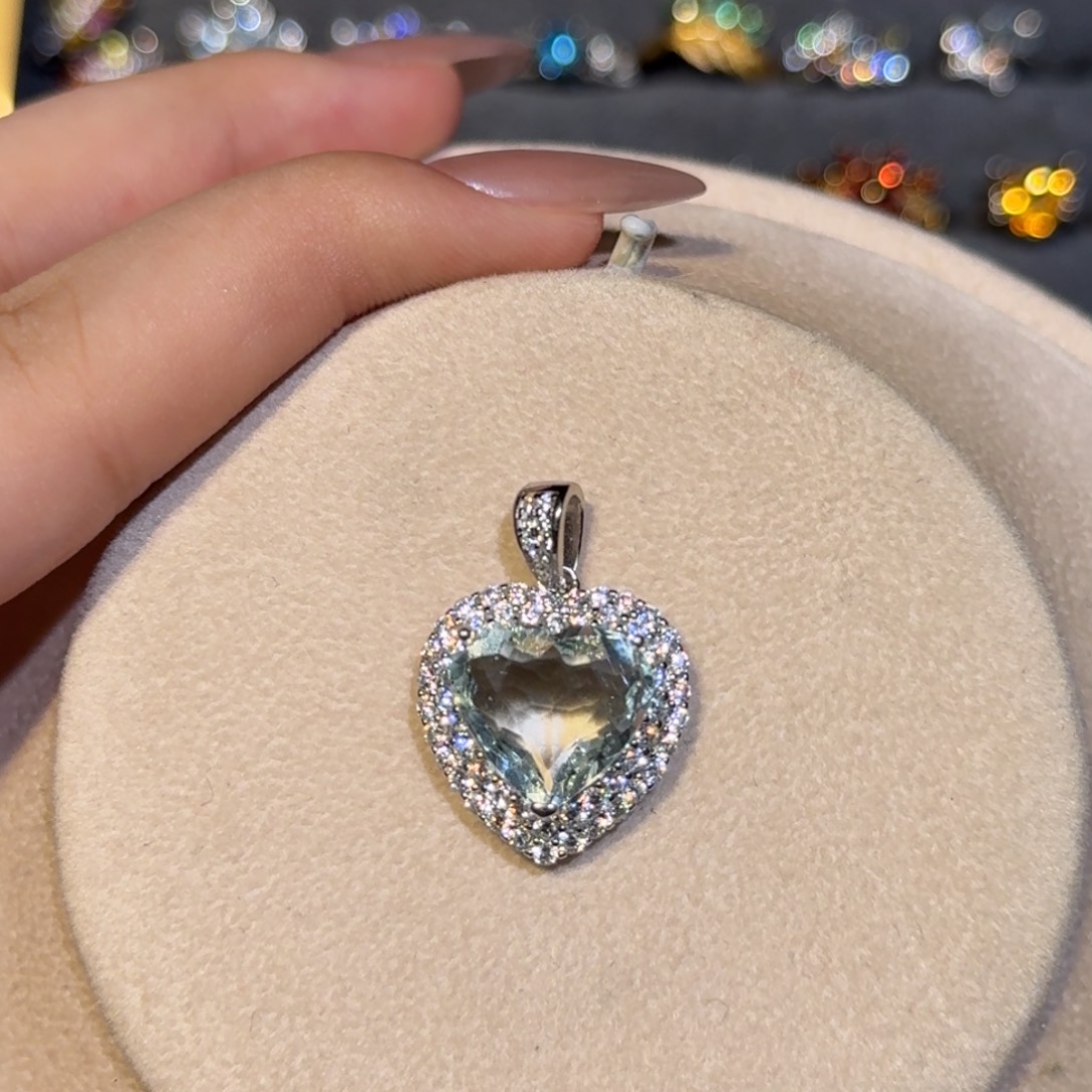 银S925镶嵌吊坠(不含链)海蓝宝石