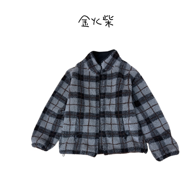 【金火柴】限定撞色格子羊毛女士外套男女同款