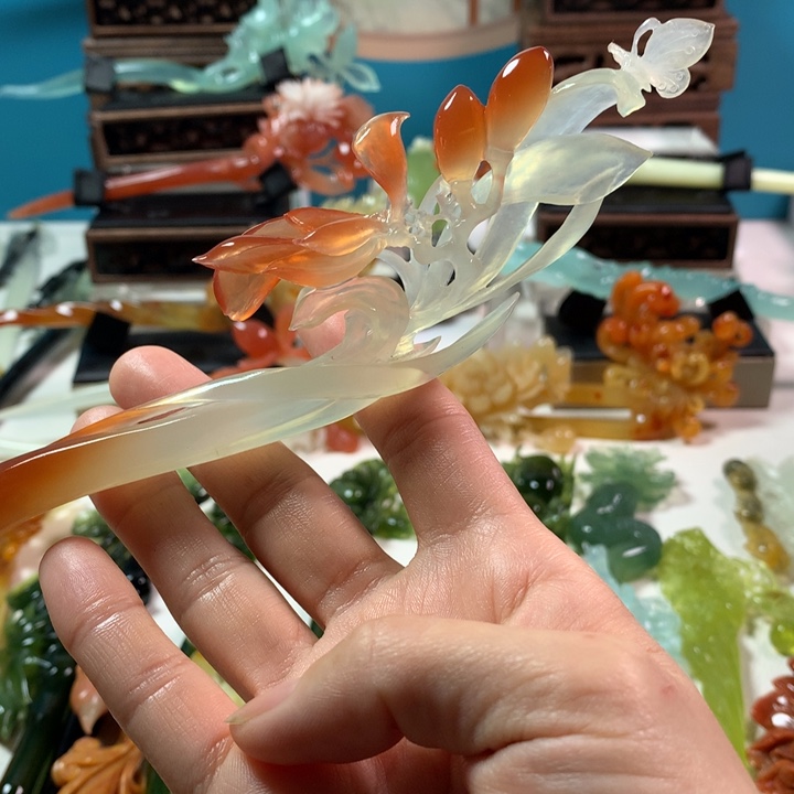 蛇纹石玉发簪未镶嵌霖*