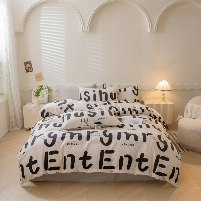 【晴美】小清新阳绒棉磨毛印花四件套-全系列