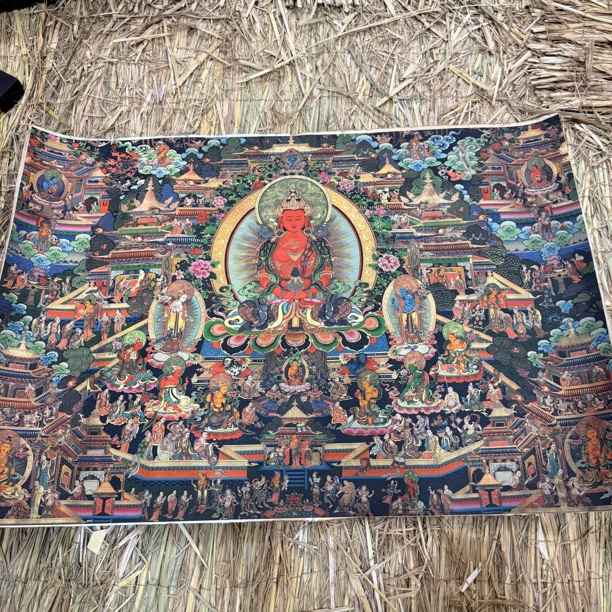 高端精品长寿三尊菩萨绘画类唐卡AA33