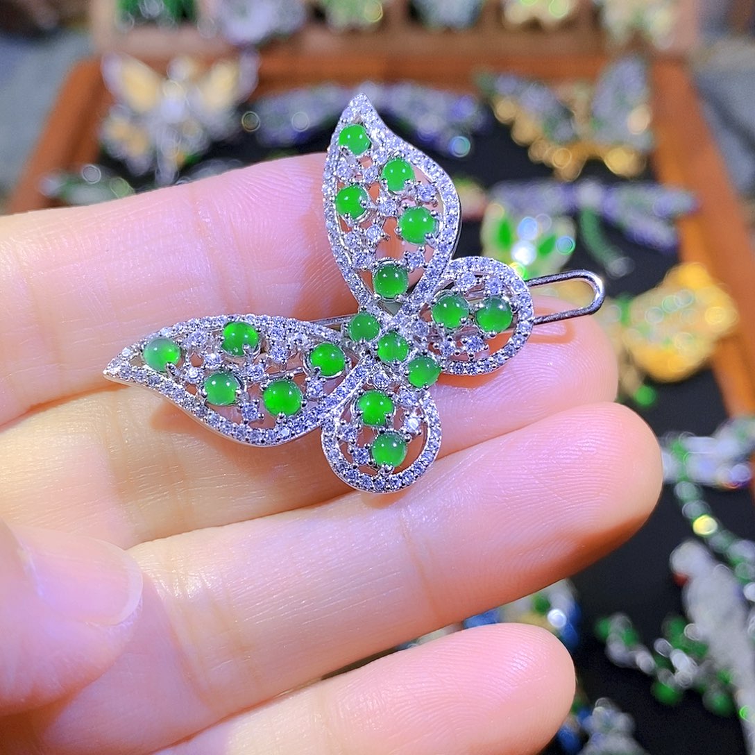 吊坠(不含链)银S925镀金镶嵌翡翠