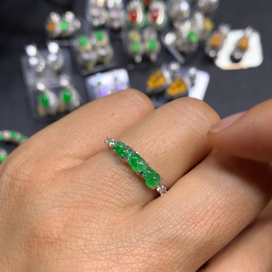 定制翡翠银S925镶嵌时尚买断不退