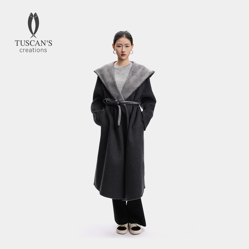 TUSCAN'S CREATIONS秋冬女士气质保暖羊毛大衣长款毛呢外套时代