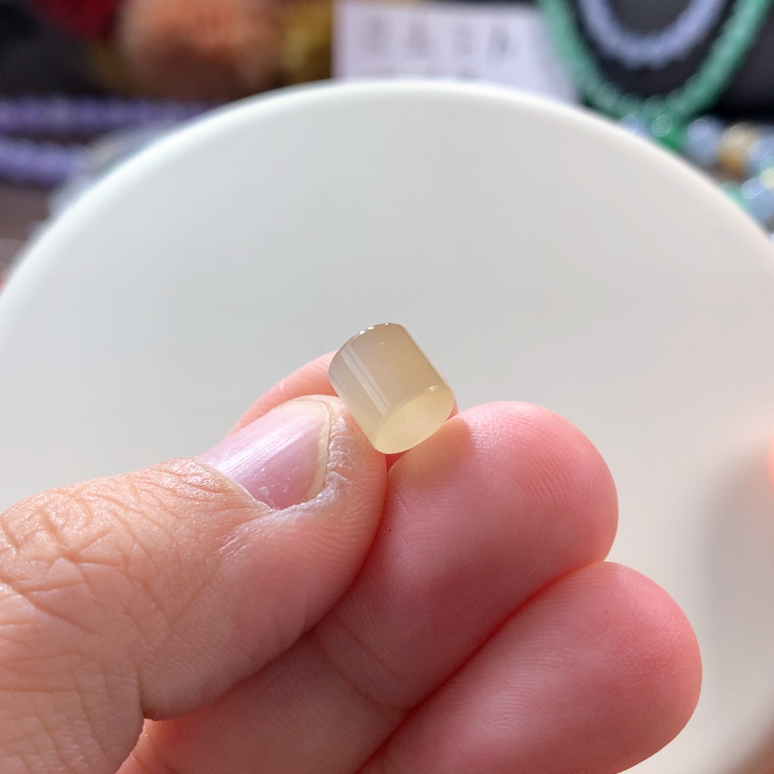 翡翠手链未镶嵌冰起胶冰糖雪梨黄桶珠高7.2x7.2