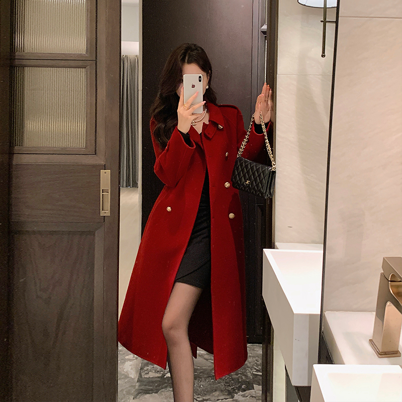 [15号 直播福利] 11/3-8复古红 秋冬高级感双面呢子长款大衣