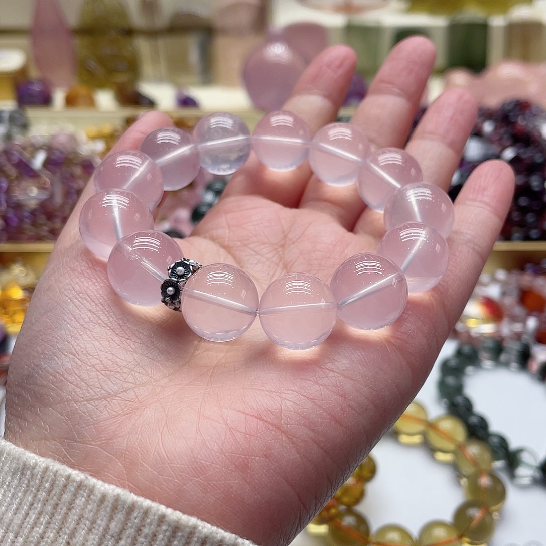 芙蓉石手链未镶嵌粉晶