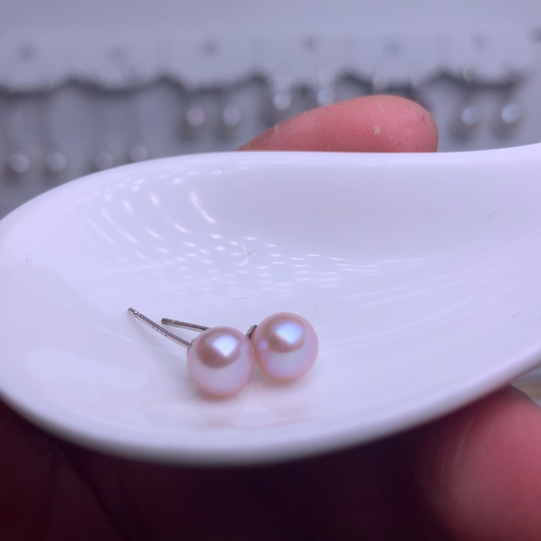 银S925镶嵌耳饰淡水珍珠