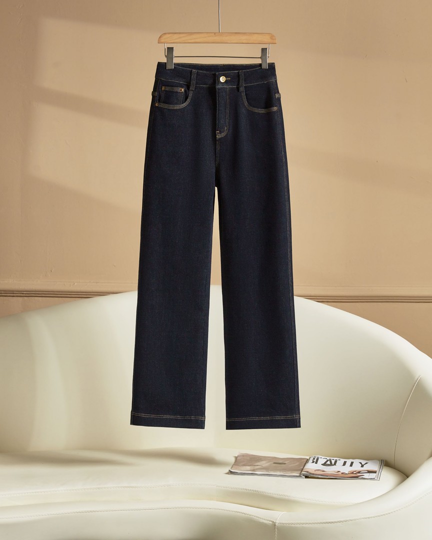 时尚百搭显瘦直筒裤休闲牛仔裤复古秋冬休闲裤高腰宽松外穿