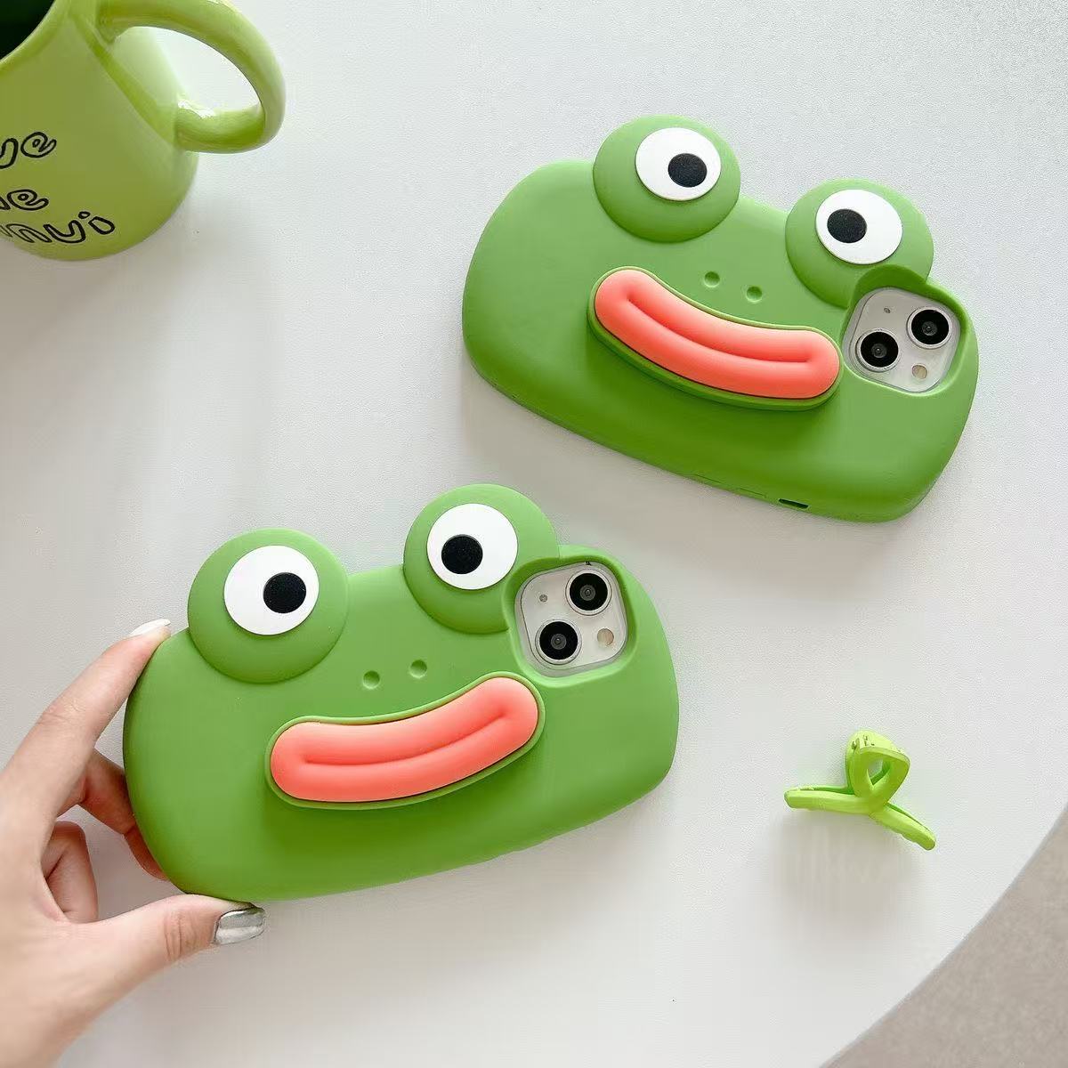 香肠嘴青蛙可爱卡通立体手机壳适用于多型号手机防摔创意