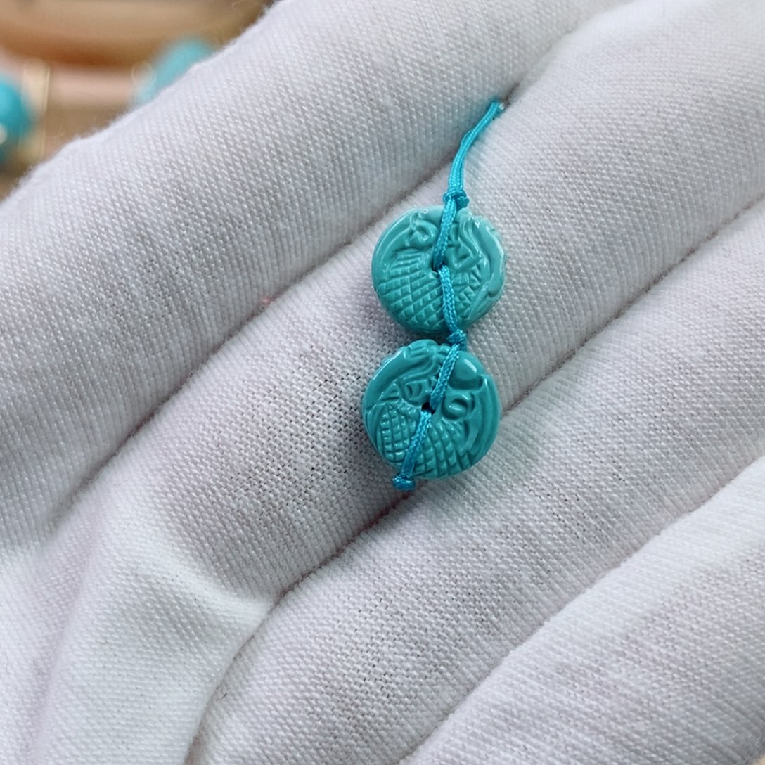 绿松石18K金镶嵌珠宝奇石9.6mm