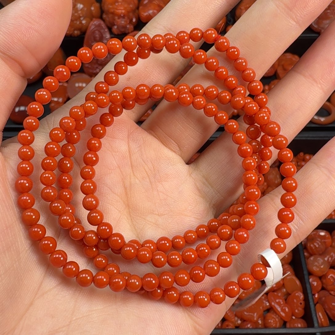 南红玛瑙手串4mm未镶嵌
