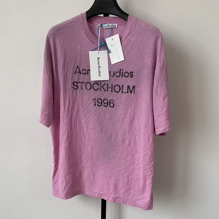 未使用 Acne studio 复古徽标圆领短袖T恤 01552
