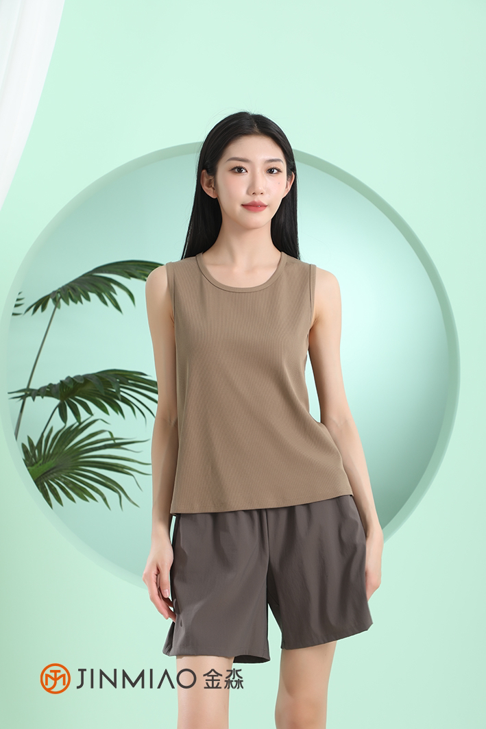 夏季莫代尔大版女薄款带胸垫无袖背心