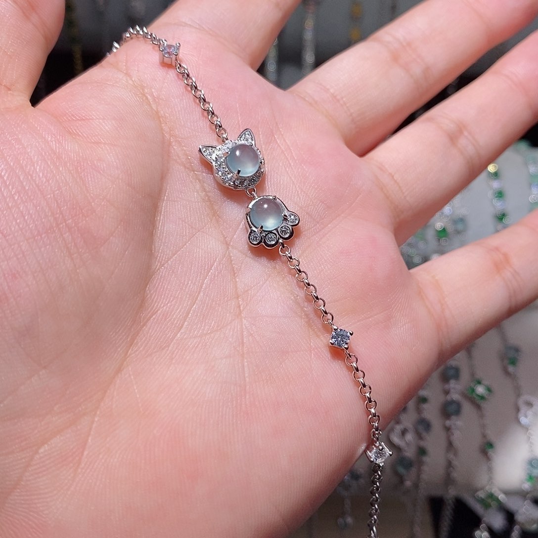 银S925镶嵌手链翡翠oj j