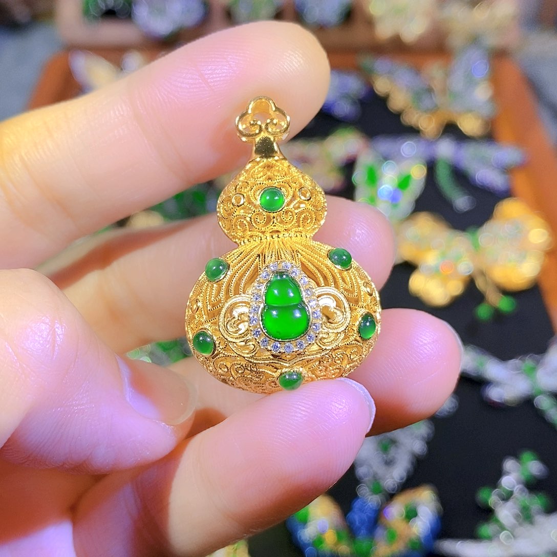 吊坠(不含链)银S925镶嵌翡翠