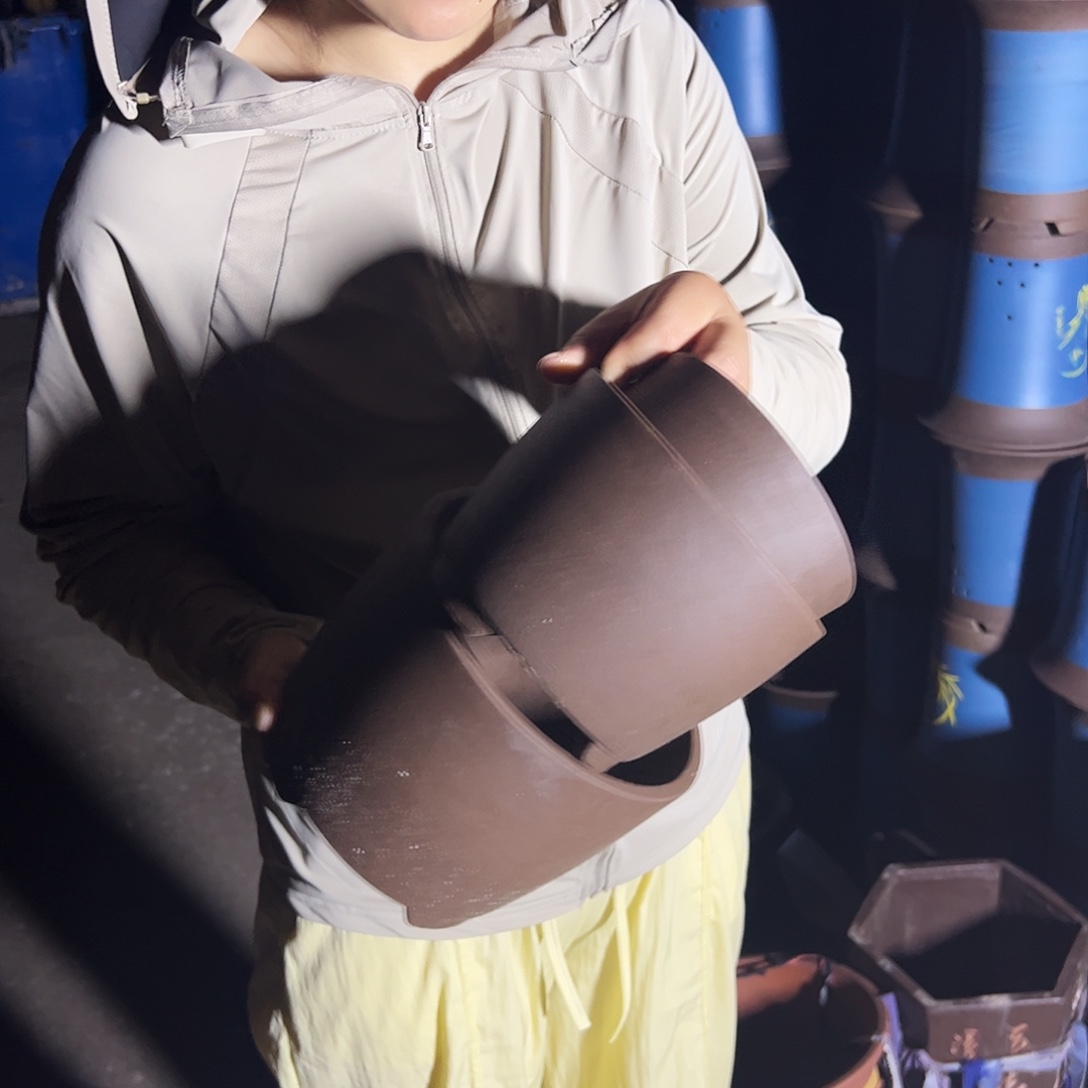 紫泥笔筒三件套花盆花盆