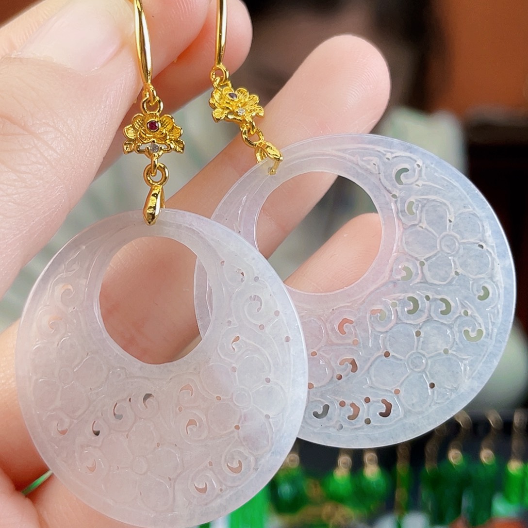 翡翠未镶嵌耳饰饰品