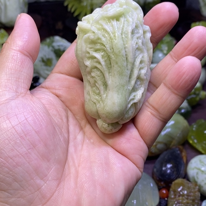 【闪购商品】蛇纹石玉岫玉手把件白菜未镶嵌