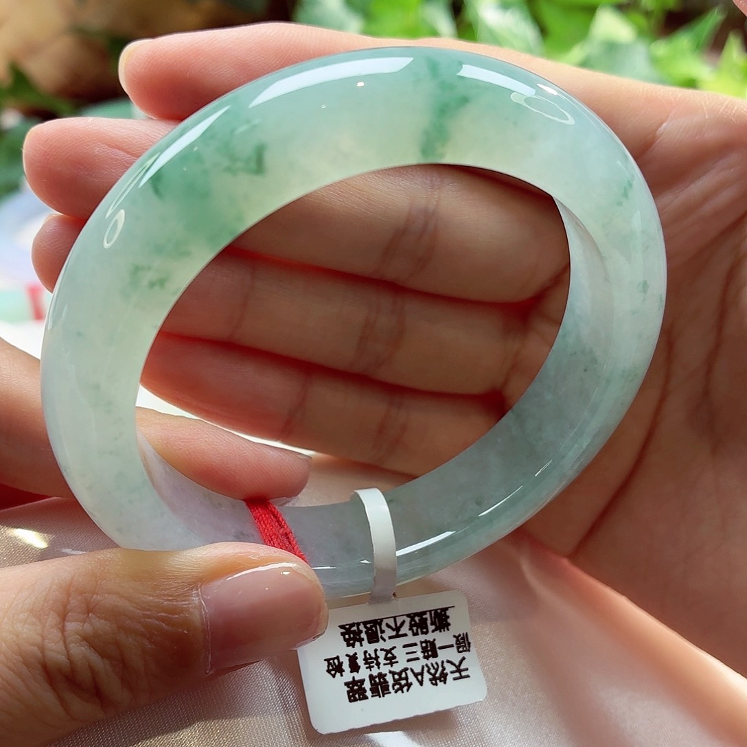 翡翠未镶嵌手镯冰飘花9