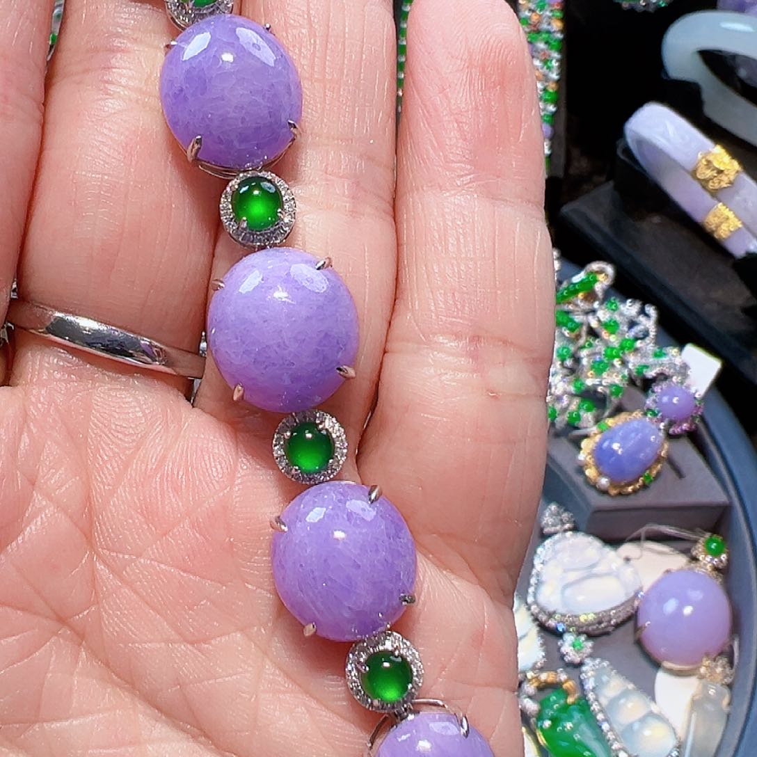 翡翠手链18K金镶嵌签收后24小时鉴赏期