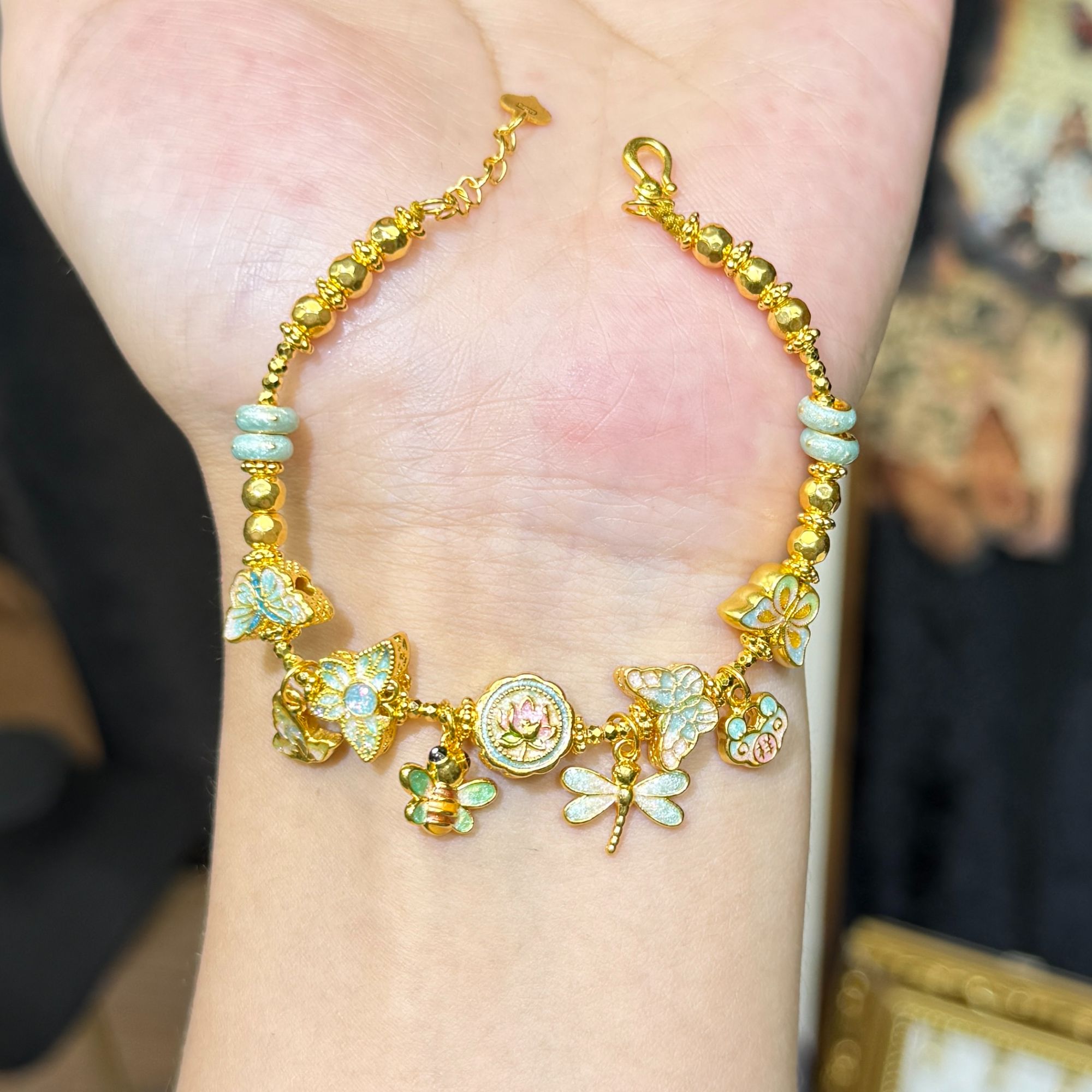 足金999绿蝶之舞轻奢手链 C2357001