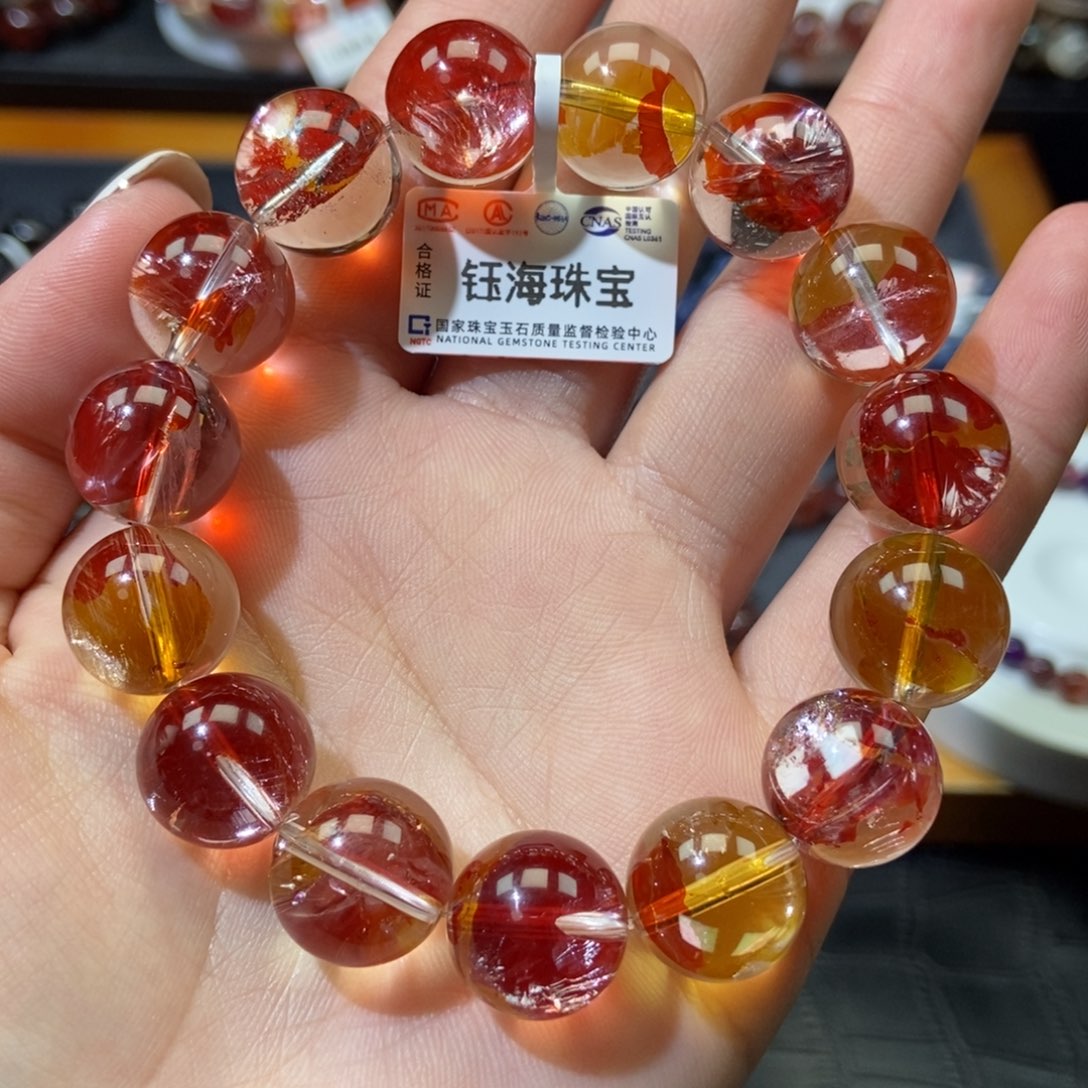 水晶锦鲤胶花手串未镶嵌14mm